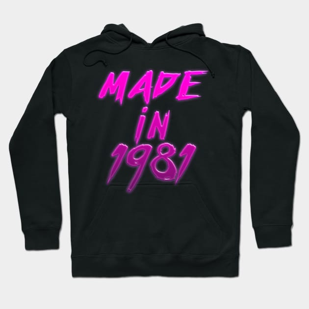 Made In 1981 //// Retro Birthday Design Hoodie by DankFutura